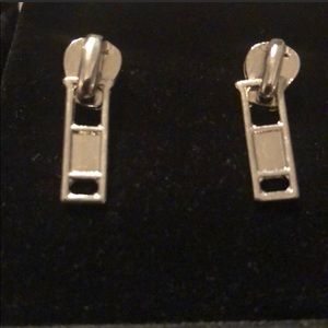 Silver Stud Zipper Earrings